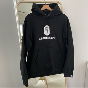 Bape Black Hoodie with White Ape Logo